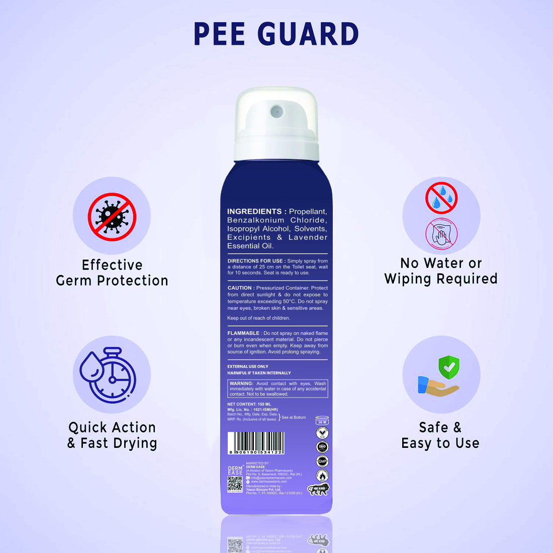 DERM EASE PEE GUARD SPRAY ( LAVENDER FRAGRANCE )